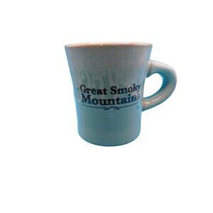 Coffee Mug Stoneware Great Smoky Mountains Green Drip glaze pottery